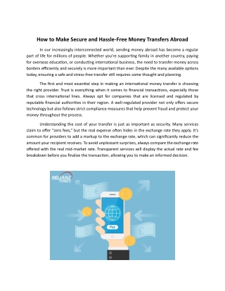 How to Make Secure and Hassle-Free Money Transfers Abroad
