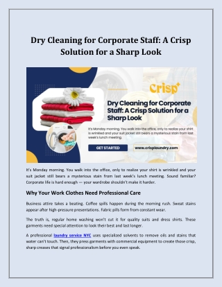Dry Cleaning for Corporate Staff A Crisp Solution for a Sharp Look