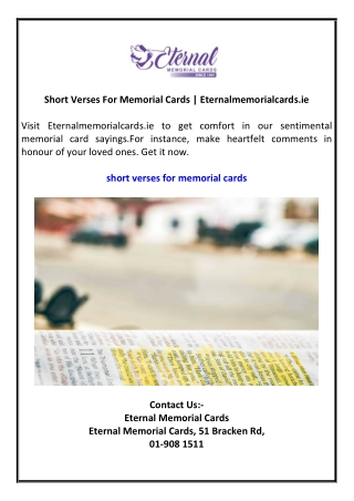 Short Verses For Memorial Cards | Eternalmemorialcards.ie