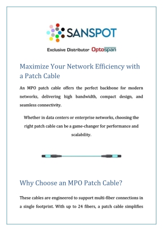 Maximize Your Network Efficiency with a Patch Cable