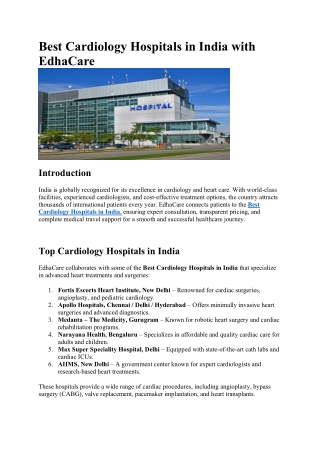 Best Cardiology Hospitals in India with EdhaCare