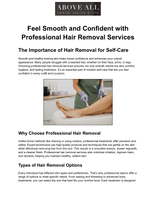 Feel Smooth and Confident with Professional Hair Removal Services