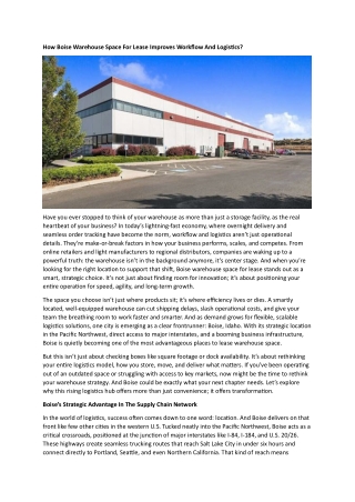 Boise Warehouse Space For Lease