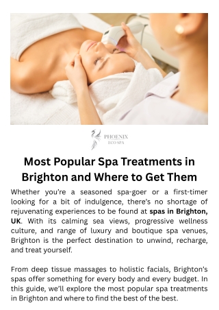 Most Popular Spa Treatments in Brighton and Where to Get Them