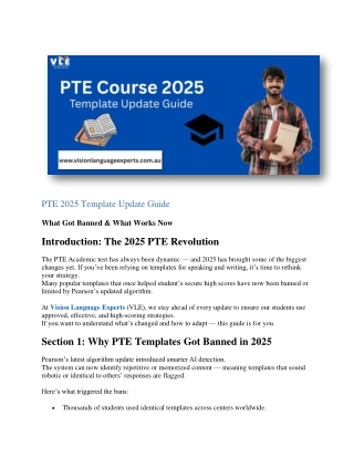 PTE Course 2025 Template Update Guide What Got Banned & What Works Now
