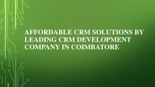 Affordable CRM Solutions by Leading CRM Development Company
