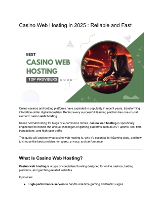 Casino Web Hosting: Reliable and Fast