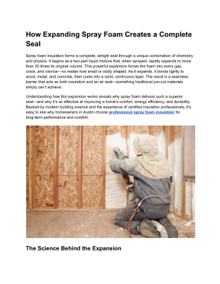 How Expanding Spray Foam Creates a Complete Seal