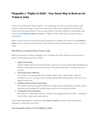 Book Affordable Flights to Delhi with Flyopedia – Your Gateway for Easy India Ai