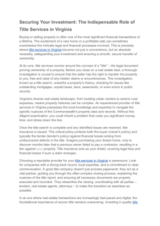 title services in Virginia