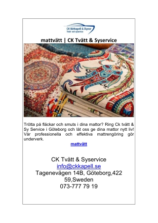 mattvätt | CK Tvätt & Syservice