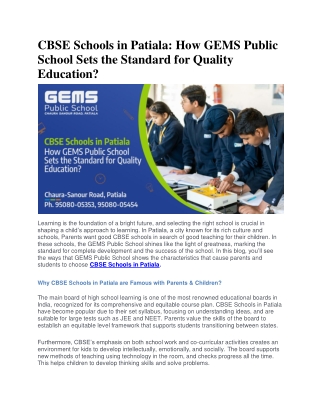 How GEMS Public School Sets the Standard for Quality Education
