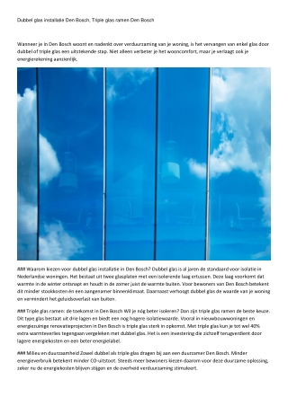 Dubbel glas installatie Den Bosch