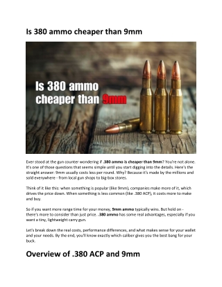 Is 380 ammo cheaper than 9mm