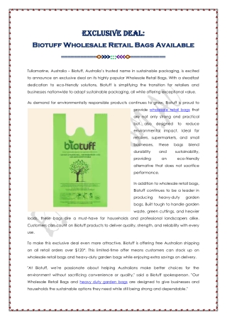 Wholesale Retail Bags Available At Biotuff