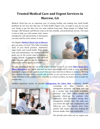 Trusted Medical Care and Urgent Services in Morrow, GA