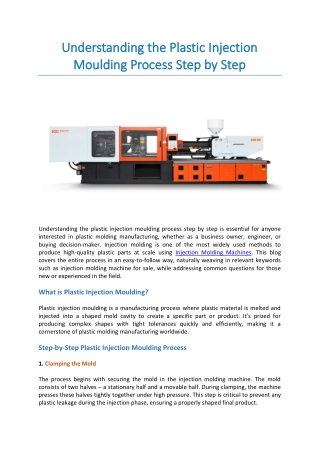Understanding the Plastic Injection Moulding Process Step by Step