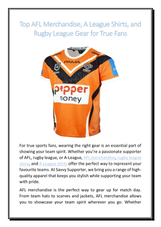 Top AFL Merchandise, A League Shirts, and Rugby League Gear for True Fans
