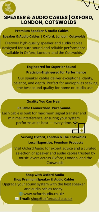 Speaker & Audio Cables  Oxford, London, Cotswolds