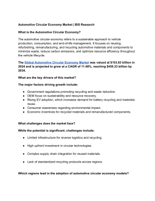 Automotive Circular Economy Market, Forecast | BIS Research