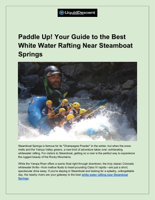 Paddle Up! Your Guide to the Best White Water Rafting Near Steamboat Springs