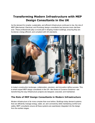 The Role of MEP Design Consultants in Modern Infrastructure Development in the U