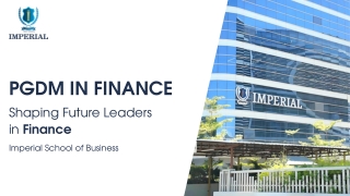 PGDM in Finance at Imperial Finance Analyst Banking Careers