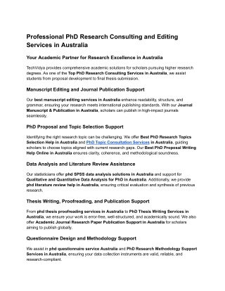 Professional PhD Research Consulting and Editing Services in Australia