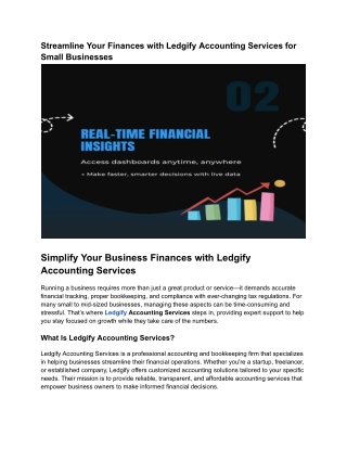 Streamline Your Finances with Ledgify Accounting Services for Small Businesses