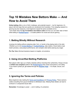 Top 10 Mistakes Beginners Make in Online Betting and How to Avoid Them