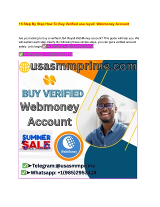 15 Step By Step How To Buy Verified usa reyall  Webmoney Account