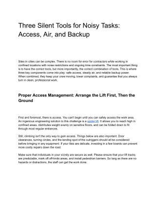 Three Silent Tools for Noisy Tasks_ Access, Air, and Backup
