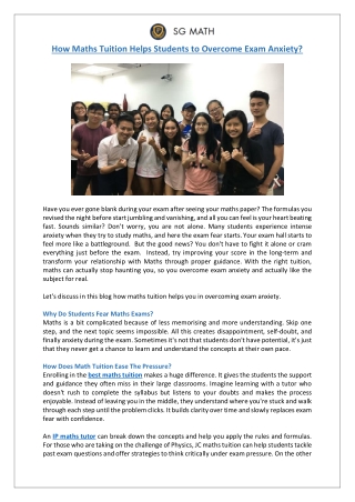 How Maths Tuition Helps Students to Overcome Exam Anxiety?