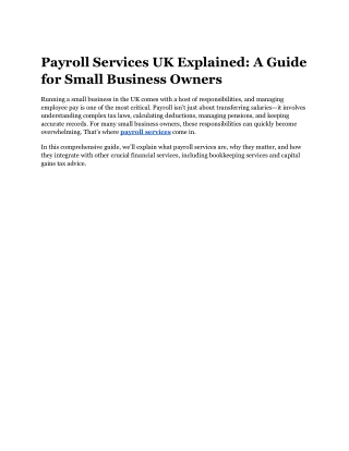 Payroll Services UK Explained: A Guide for Small Business Owners