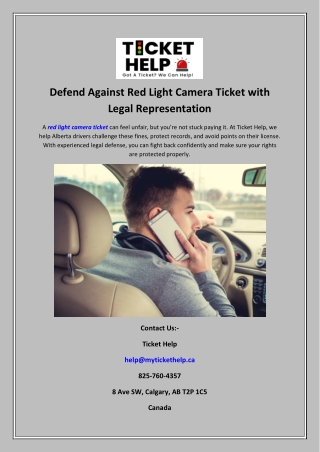 Defend Against Red Light Camera Ticket with Legal Representation
