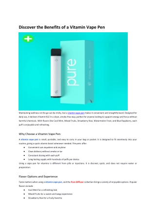 Discover the Benefits of a Vitamin Vape Pen