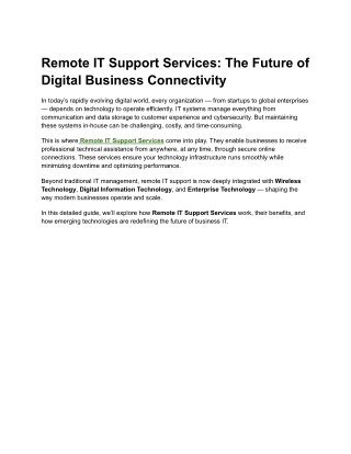 Remote IT Support Services_ The Future of Digital Business Connectivity