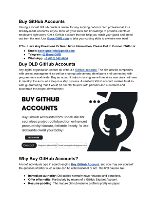 Enhance Your Development Workflow with OLD GitHub Accounts from BoostGMB.com