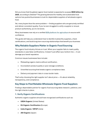 How to Find Reliable Suppliers of Wholesale Organic Food