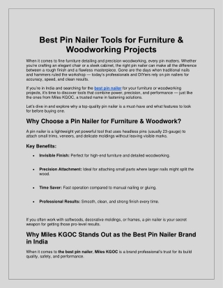 Best Pin Nailer Tools for Furniture & Woodworking Projects