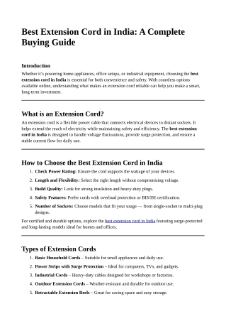 Best Extension Cord in India: A Complete Buying Guide