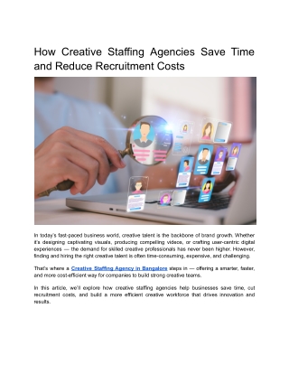 How Creative Staffing Agencies Save Time and Reduce Recruitment Costs