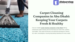 Carpet Cleaning Companies in Abu Dhabi