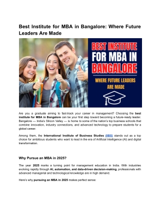Best Institute for MBA in Bangalore