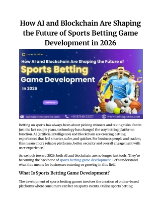 How AI and Blockchain Are Shaping the Future of Sports Betting Game Development in 2026