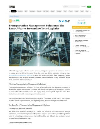 Transportation Management Solutions The Smart Way to Streamline Your Logistics