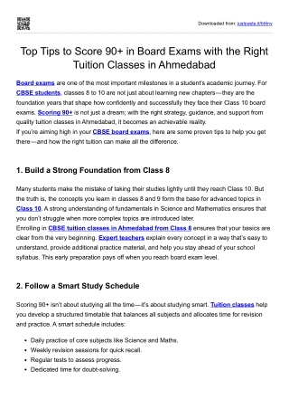 Top Tips to Score 90  in Board Exams with the Right Tuition Classes in Ahmedabad
