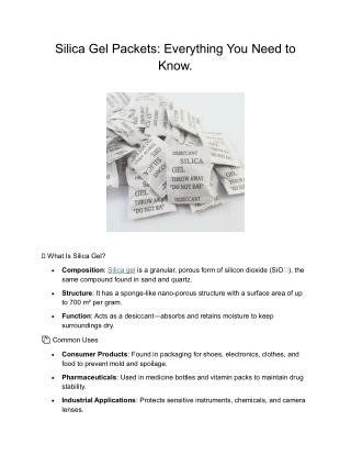 Silica Gel Packets Everything You Need to Know