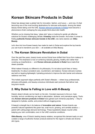 Korean Skincare Prodcuts in Dubai