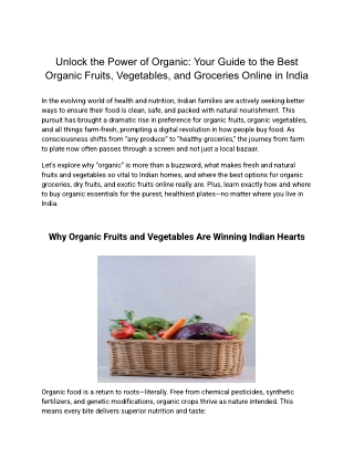 Unlock the Power of Organic_ Your Guide to the Best Organic Fruits, Vegetables, and Groceries Online in India